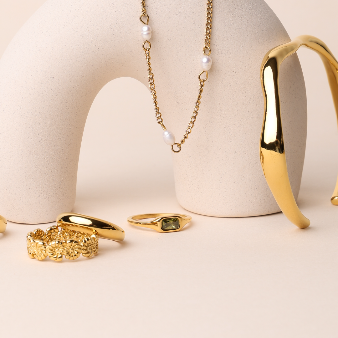 Gold with Green Gem Ring