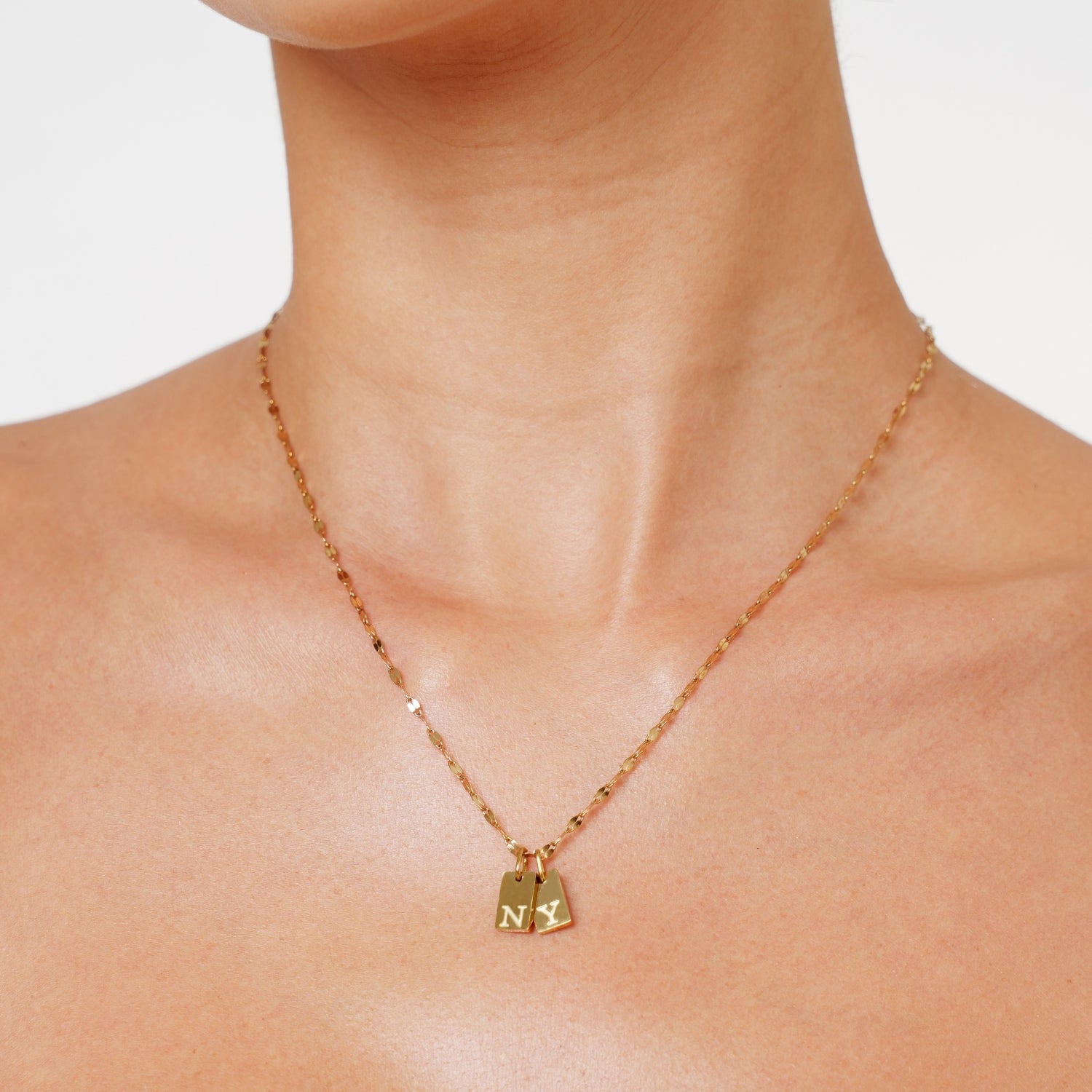 Gold Initial Tag Necklace