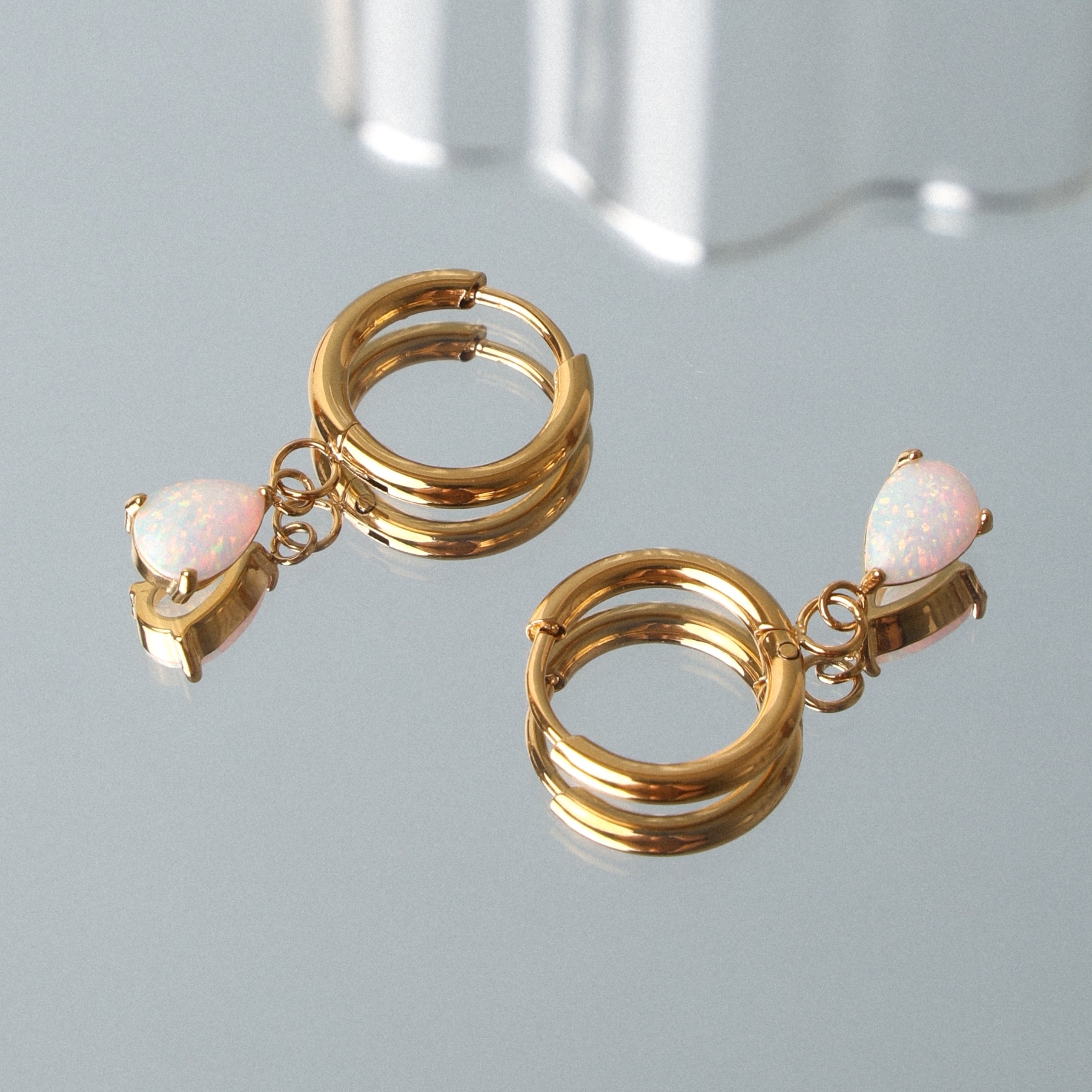Gold White Hoops