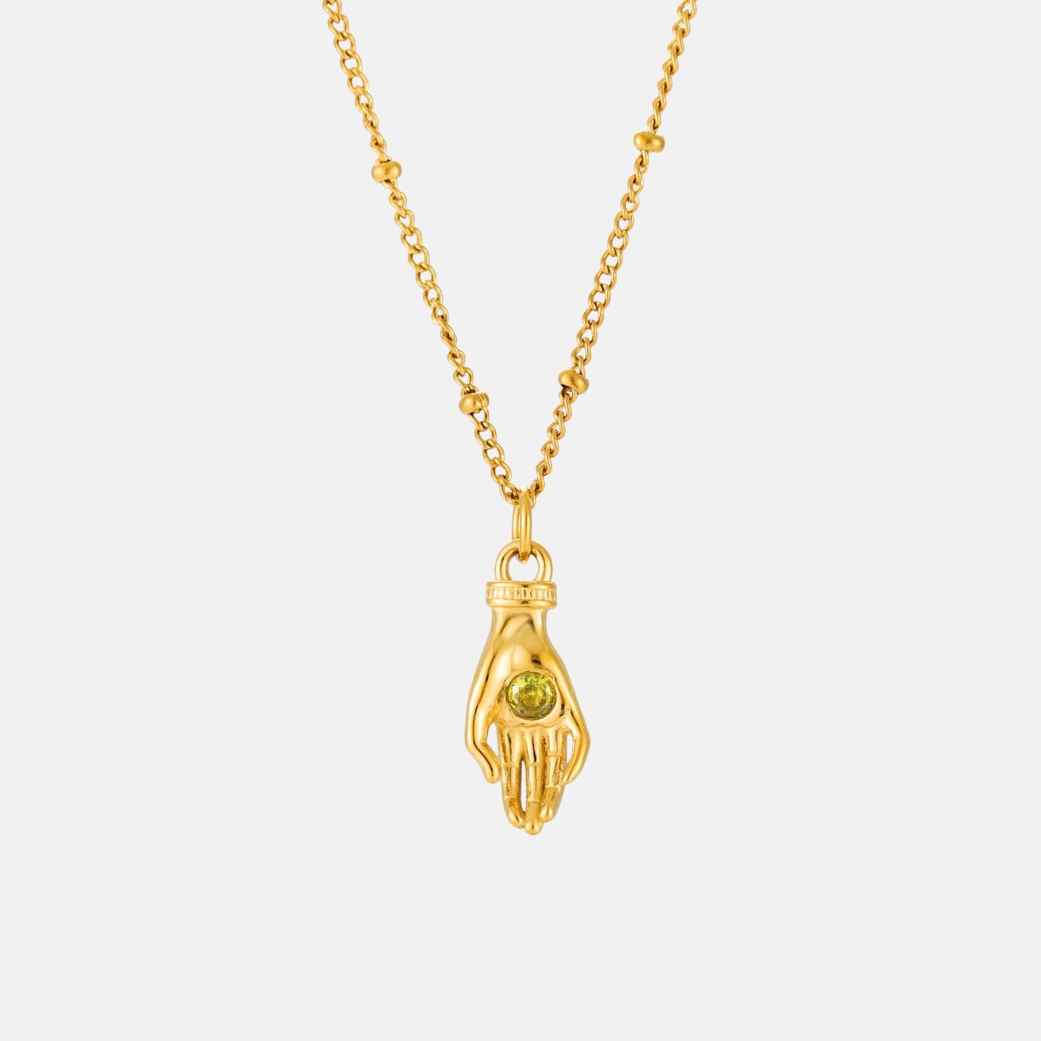 Guardian Hand Necklace Gold On White Background