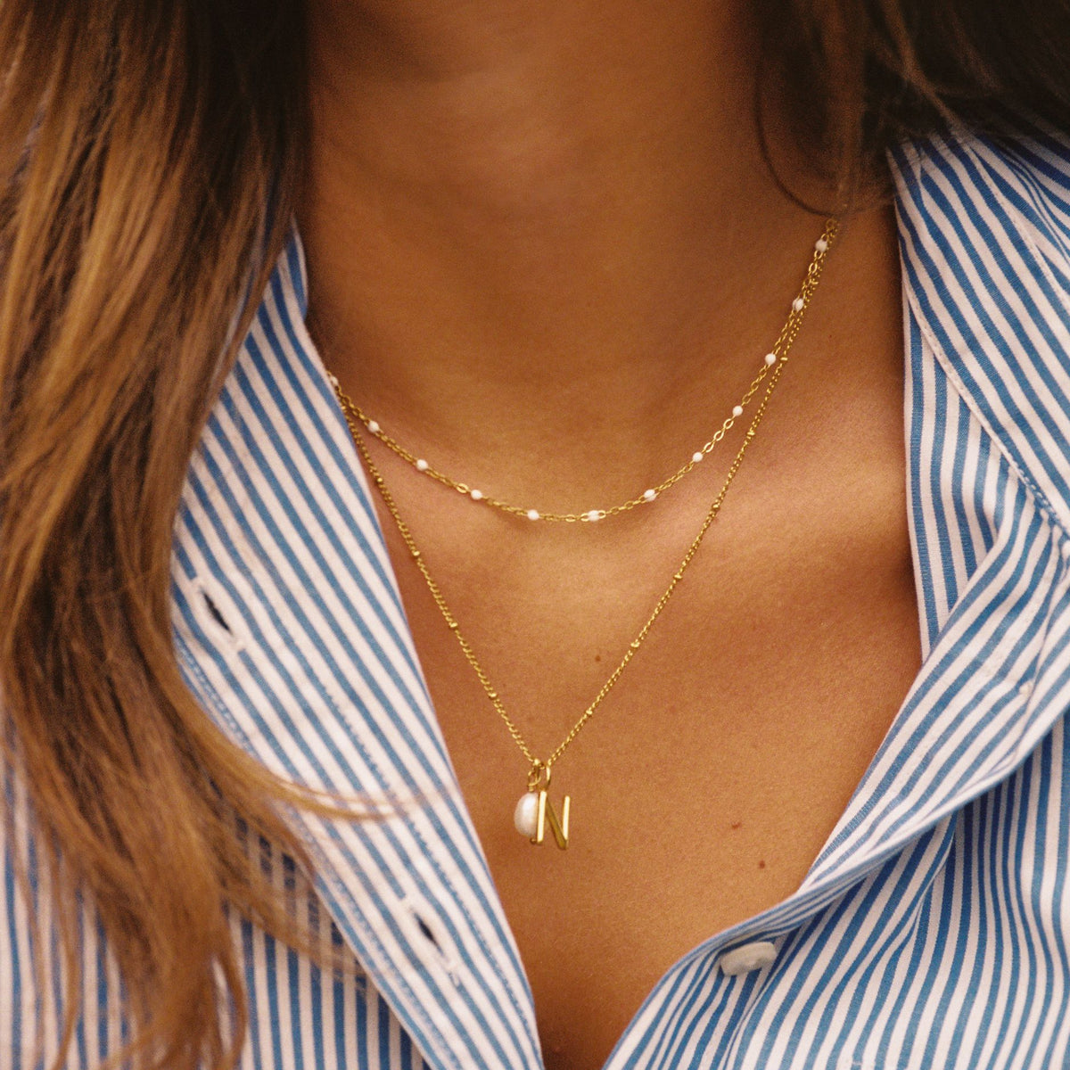 pearl initial necklace