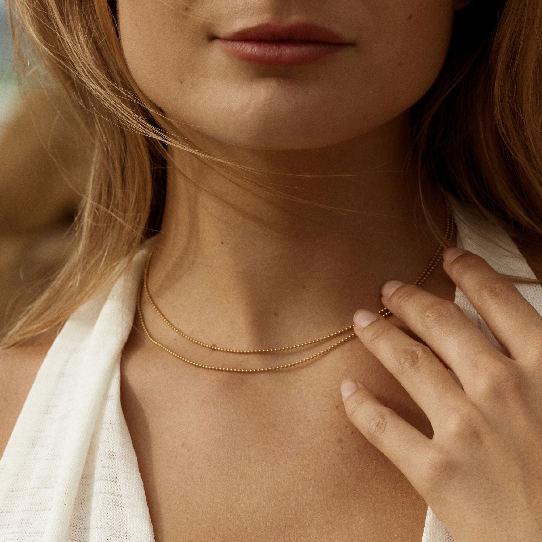 Gold double dainty choker