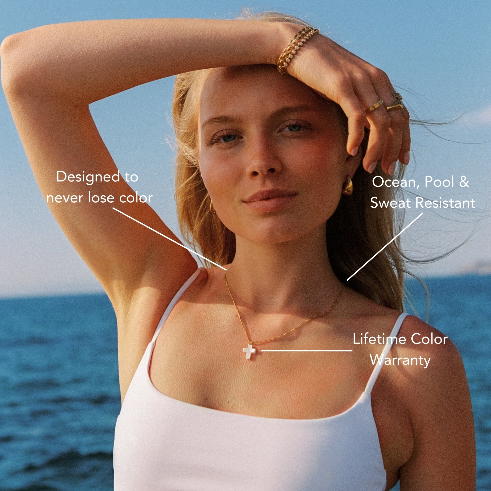 Mother of Pearl Cross Necklace Detail