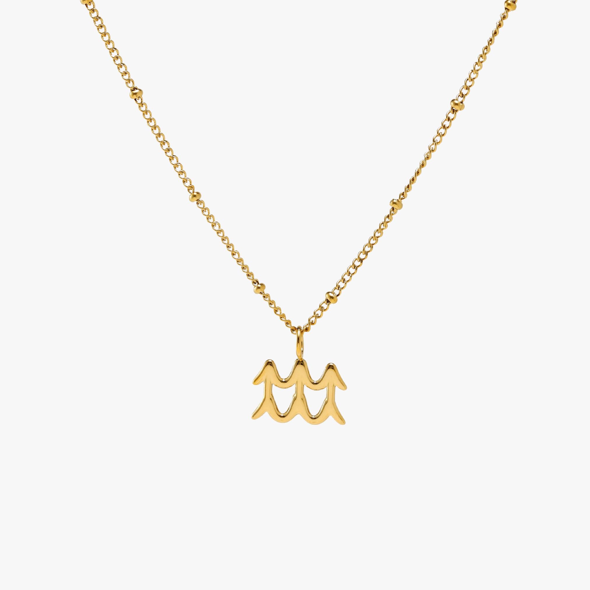 Zodiac Necklace Aquarius Gold